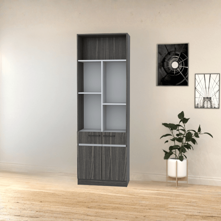 ตู้โชว์อเนกประสงค์ WISDOM DESIGN FURNITURE รุ่น CB-623 60 ซม. สีไลท์เวงเก้/เทา